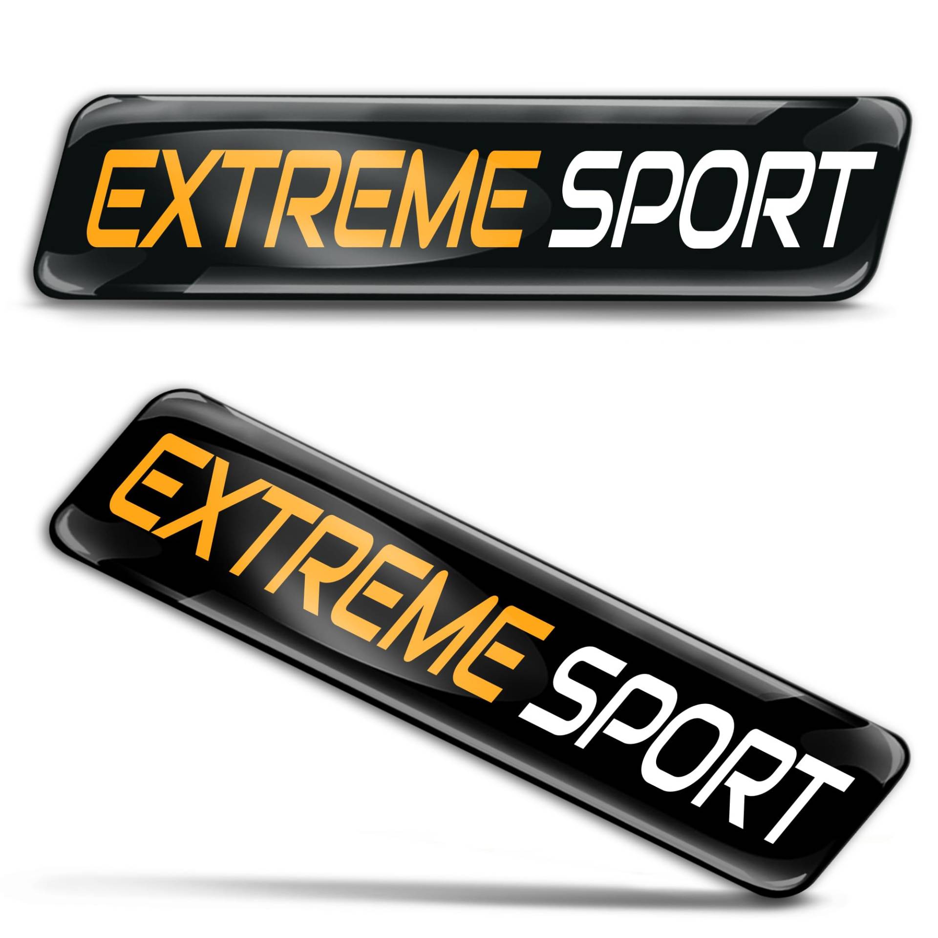 Biomar Labs 2 x 3D Gel Silikon Aufkleber Stoßstange Aufkleber Abziehbilder Emblem Tuning für Auto Motorrad Helm Fahrrad Schwarz Orange Weiß Extreme Sport KS 76 von Biomar Labs