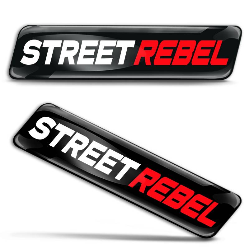 Biomar Labs 2 x 3D Gel Silikon Aufkleber Stoßstange Aufkleber Abziehbilder Emblem Tuning für Auto Motorrad Helm Fahrrad Schwarz Rot Straßenrebell Street Rebel KS 117 von Biomar Labs