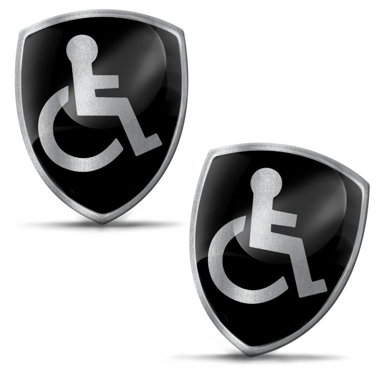 Biomar Labs 2 x Aufkleber 3D Gel Silikon Behindert Disabled Symbol Logo Rollstuhl Rollstuhlfahrer Schild Silber Sticker Autoaufkleber Auto Motorrad Fahrrad Fenster Tür KS 94 von Biomar Labs