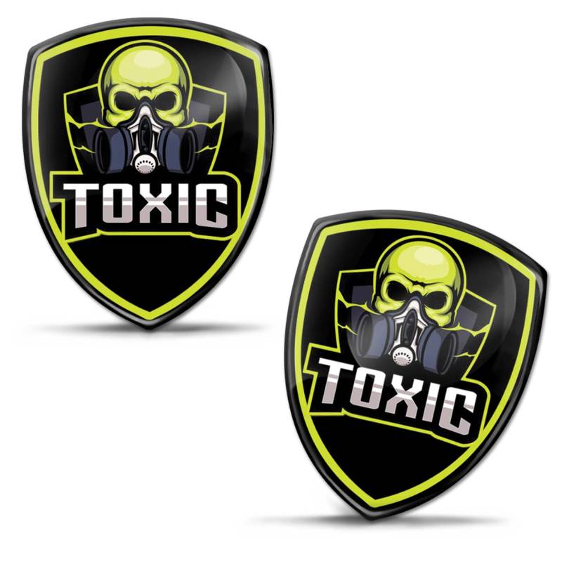 Biomar Labs 2 x Aufkleber 3D Gel Silikon Toxisch Schädel Totenkopf Toxic Skull Stickers Gift Autoaufkleber Auto Motorrad Fahrrad Laptop PC Tablet KS 27 von Biomar Labs