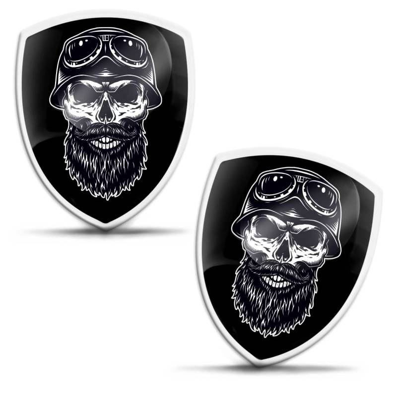 Biomar Labs 2 x Aufkleber 3D Gel Silikon Schädel Totenkopf Moto Fahrrad Motorrad Biker Helm Stickers Auto Fenster Telefon Laptop PC Tablet Tür KS 106 von Biomar Labs