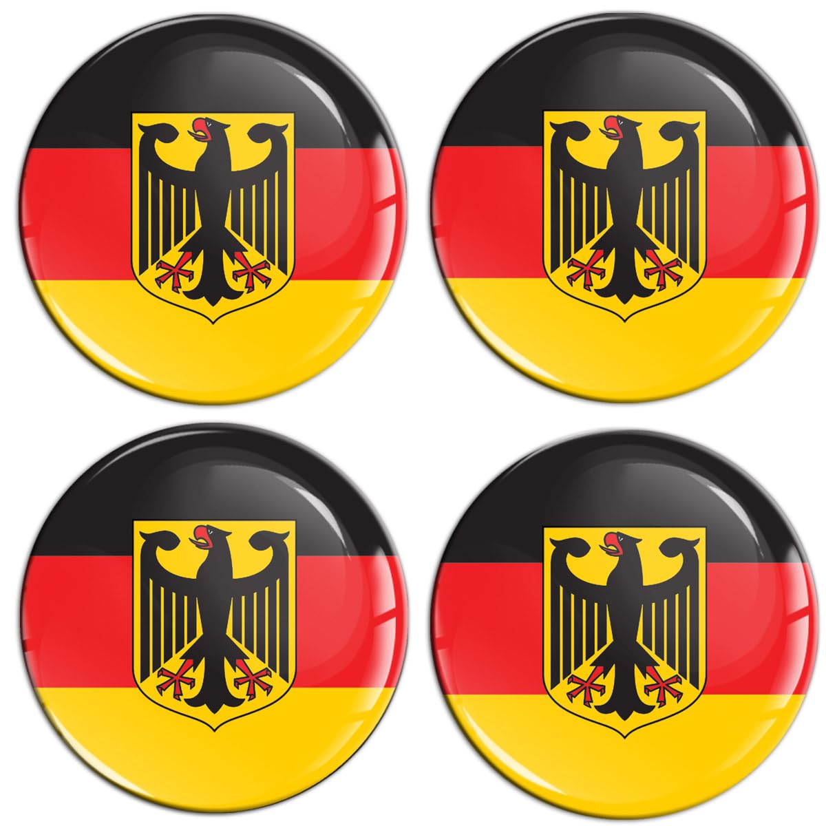 Biomar Labs 4 x 45mm 3D-Silikon-Aufkleber Für Radkappen Nabenkappen Radnabendeckel Rad-Aufkleber Nabendeckel Deutschland Deutsche Flagge Deutscher Adler V 33 von Biomar Labs