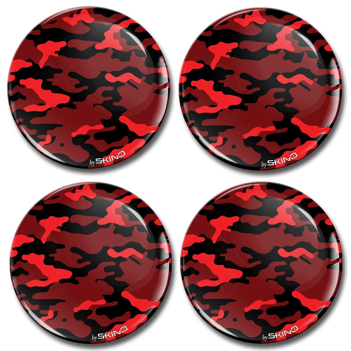 Biomar Labs 4 x 50mm Aufkleber 3D Silikon Camouflage Rot Für Radkappen Nabenkappen Radnabendeckel Rad-Aufkleber Nabendeckel A 1950 Z* von Biomar Labs