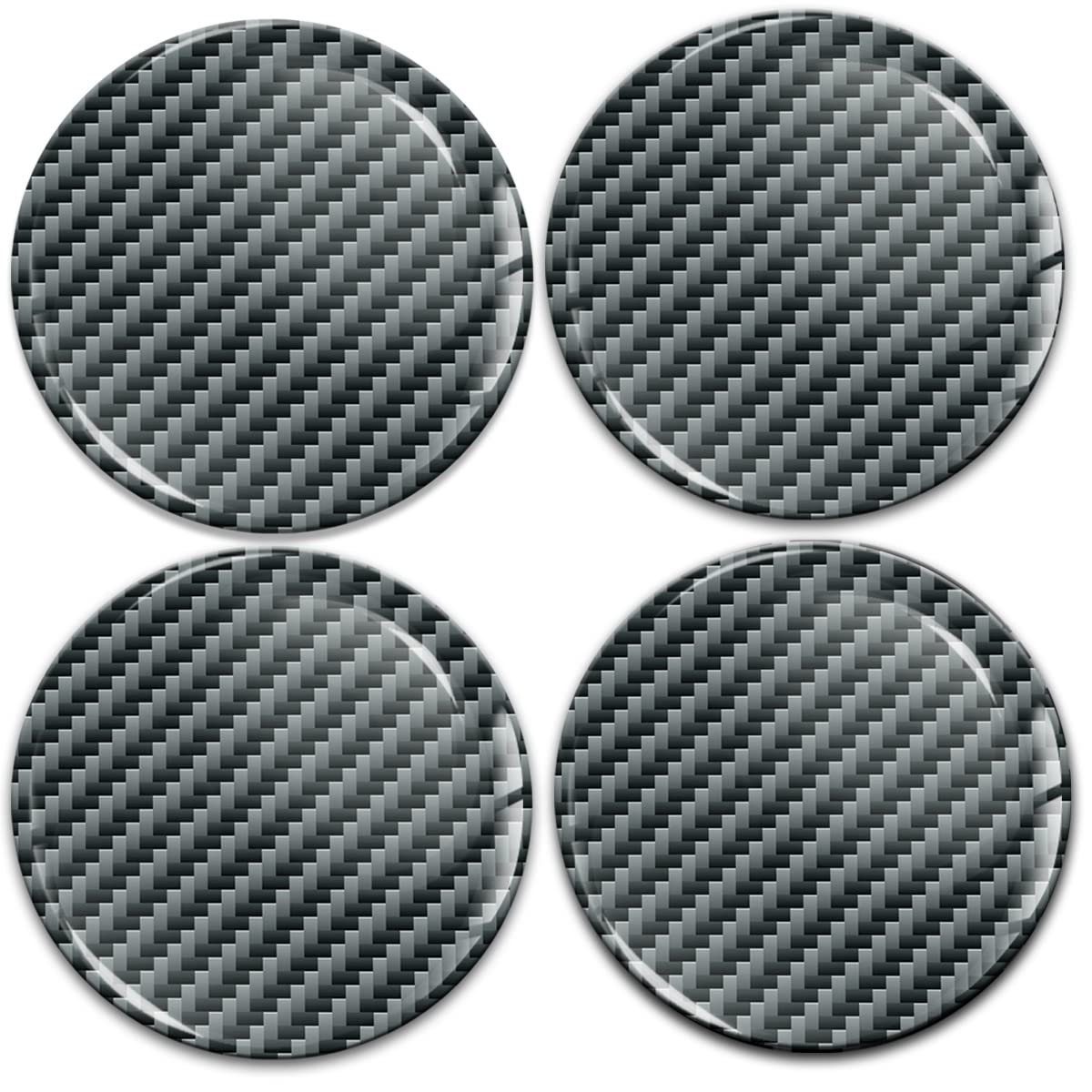 Biomar Labs 4 x 68mm Aufkleber 3D Silikon Schwarz Silber Design Kohlenstoff Carbon Für Radkappen Nabenkappen Radnabendeckel Rad-Aufkleber Nabendeckel A 10668 von Biomar Labs