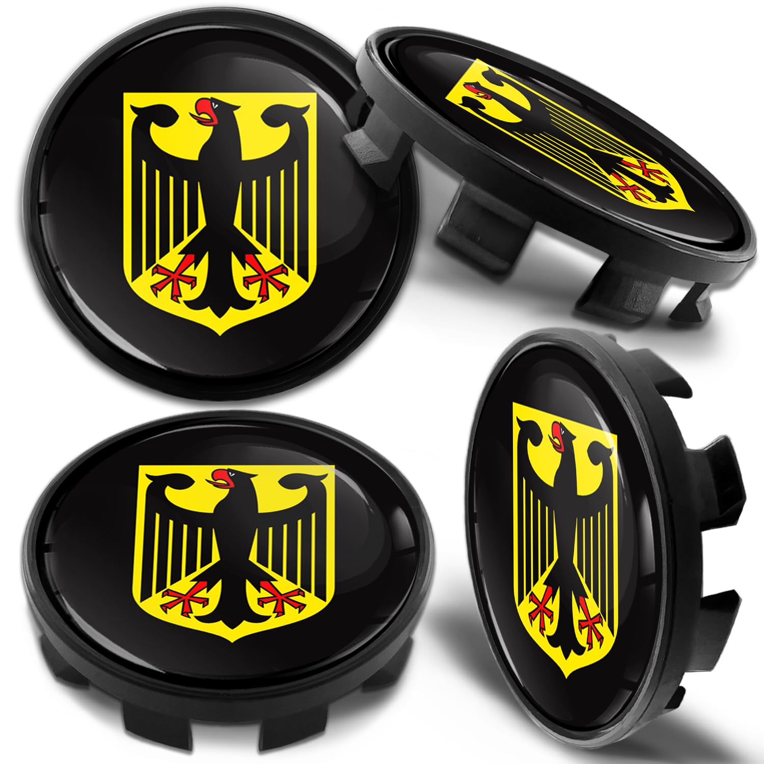 Biomar Labs 4 x 68mm Nabendeckel Kompatibel mit BMW 36136783536 Felgendeckel Radnabenabdeckung Nabenkappen Felgenkappen Radkappen Alufelgen Deutschlandflagge Germany Flag CB 67 von Biomar Labs