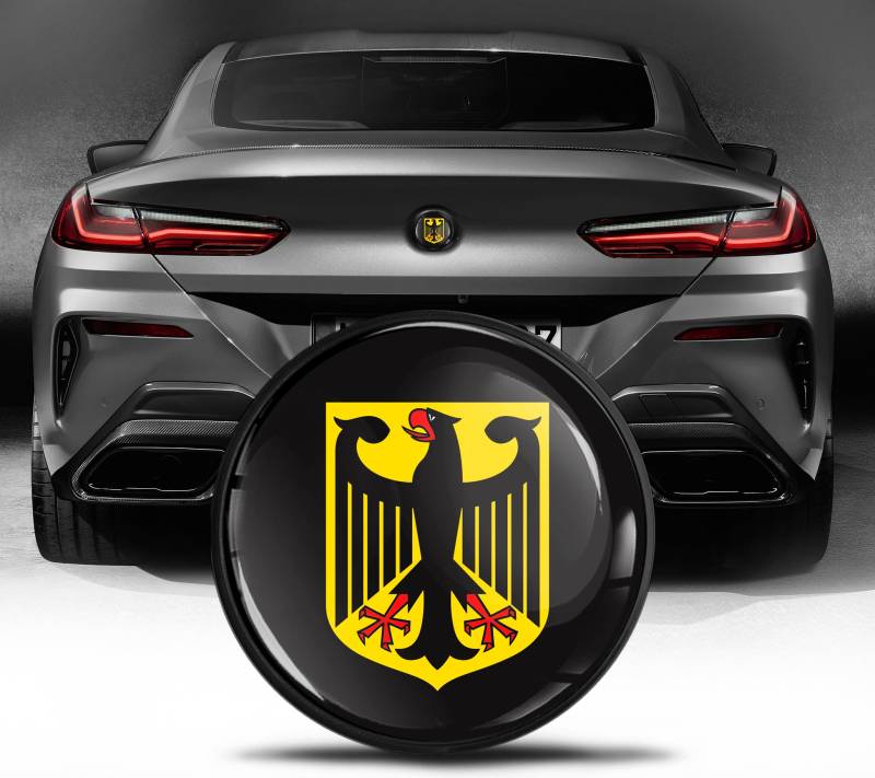 Biomar Labs Kompatibel mit BMW Emblem 51148219237 Kofferraum Abzeichen 74mm Heckklappe Schwarz Deutschland Flagge Germany Flag EZ 34 von Biomar Labs