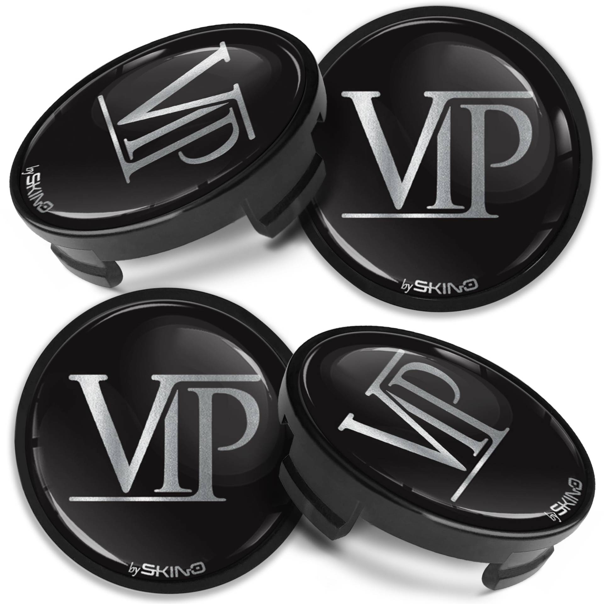 Biomar Labs Kompatibel mit Ford 6M211003 Nabenkappen Radnabenkappen Radnabenkappen 54mm VIP Logo Silver CFZ 14 von Biomar Labs