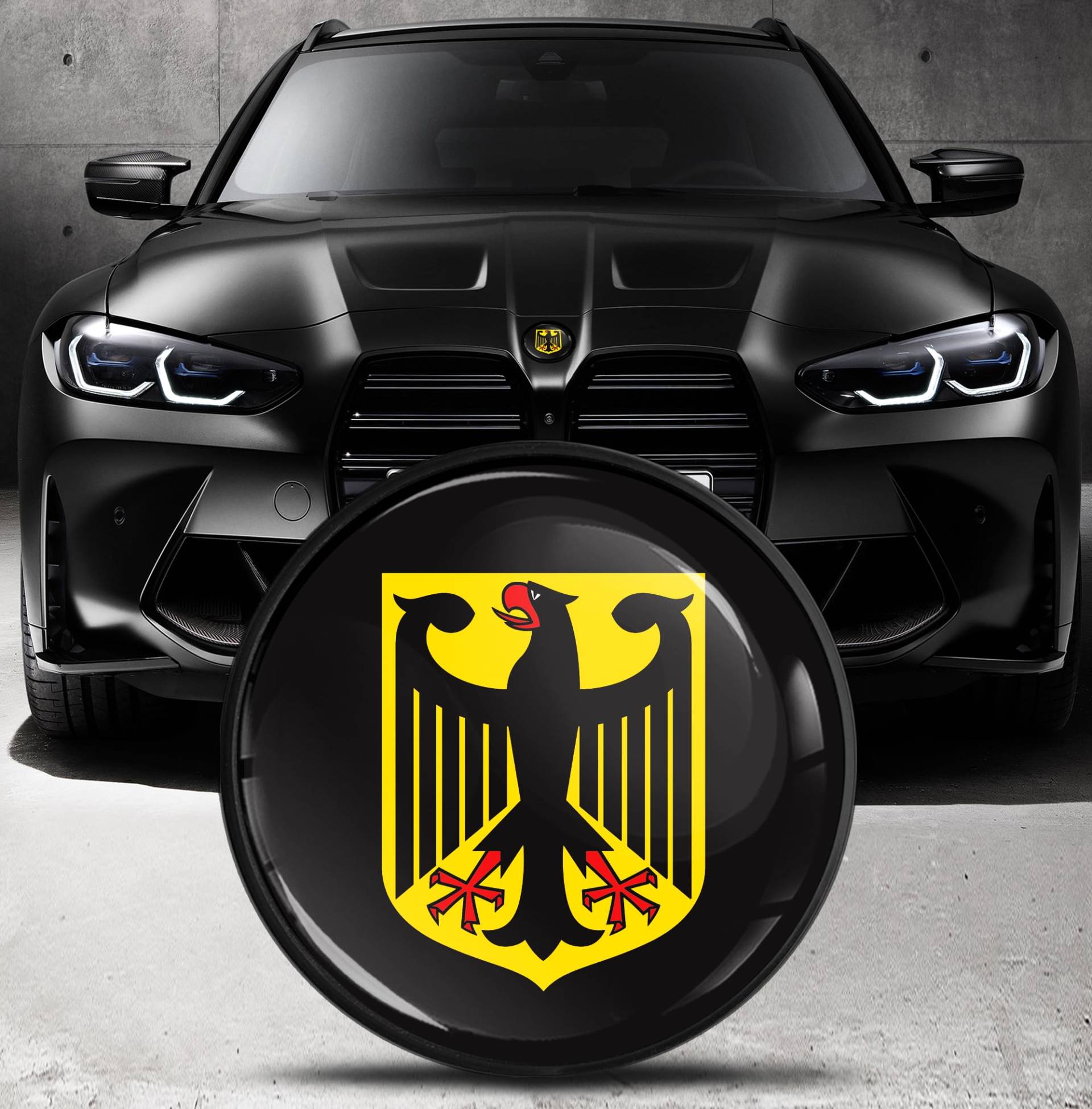 Biomar Labs Motorhaube Kofferraum Plakette Abzeichen 82mm Kompatibel mit BMW Emblem 51148132375 Deutschland Flagge Germany Flag EO 34 von Biomar Labs