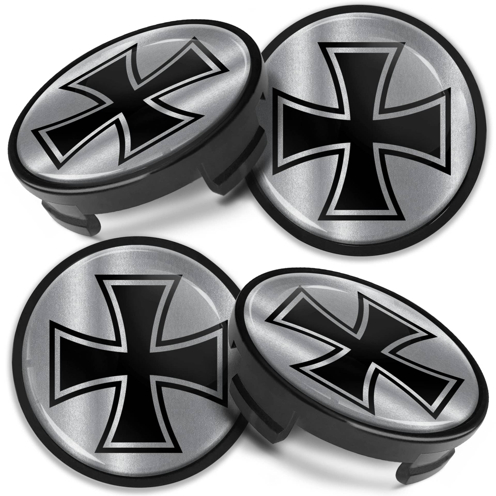 Biomar Labs 4 x 54 mm Nabendeckel Kompatibel mit Ford Felgendeckel Radnabenabdeckung Nabenkappen Felgenkappen Radkappen Alufelgen Silber Schwarz CF 12 von Biomar Labs