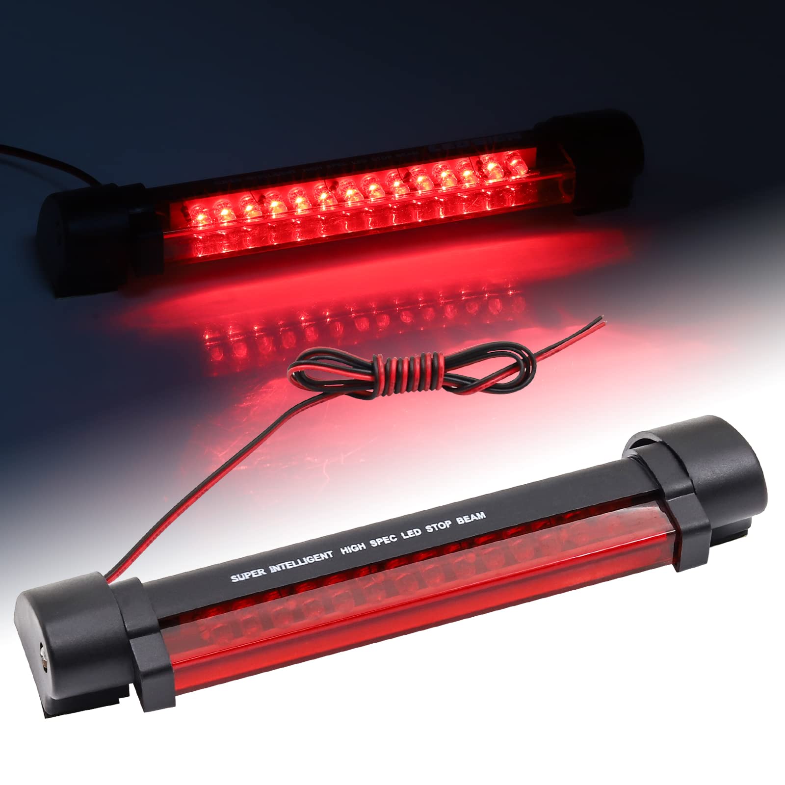 Biqing 16,6 cm drittes 3RD Bremslicht, Universal 14 LED Auto Rücklicht 12 V Dritte Heckklappe High Level Rücklicht Wasserdicht Rücklicht Baugruppen (Rot) von Biqing