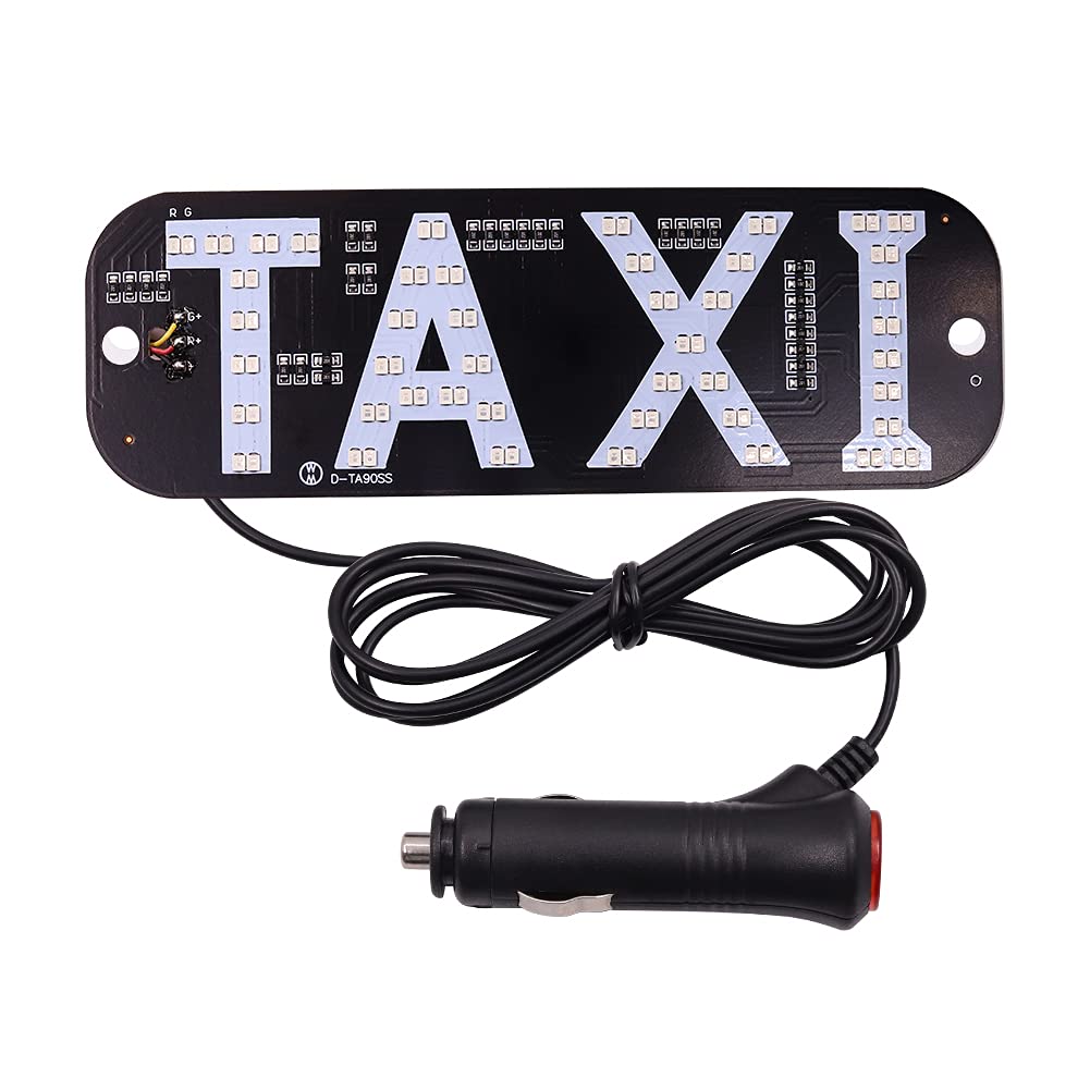 Biqing Auto-Taxi-LED-Schilderleuchte, universal, 12 V, LED-Schild, Dekoration, LED-Taxi-Display, Signalanzeige, Lampe an Autofenster, Windschutzscheibe mit Saugscheibe (rot/grün) von Biqing