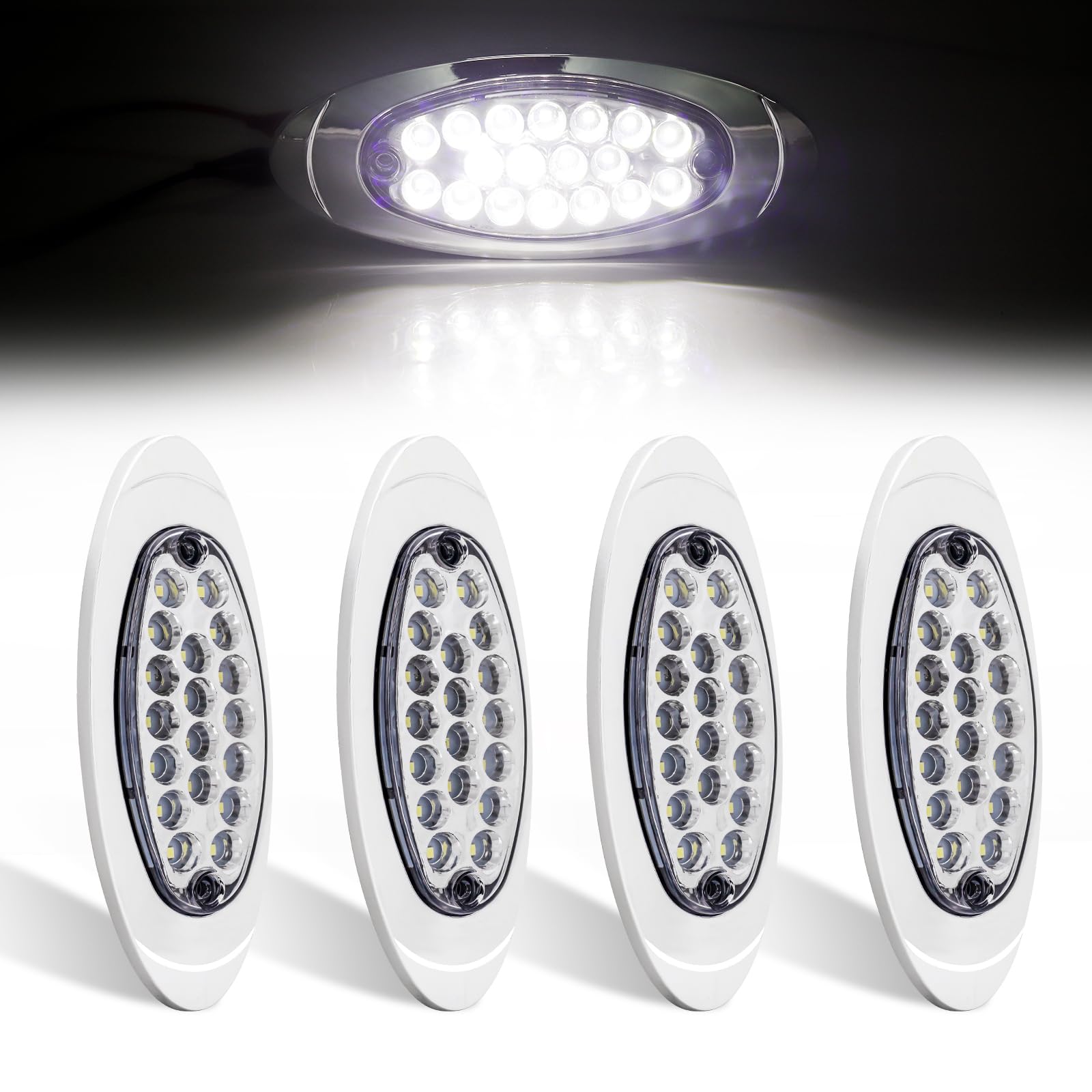 Biqiure 4 Stück Begrenzungsleuchten, LED, 12 V, 24 V, 18 LED, Seitenmarkierungsleuchten für Anhänger, Begrenzungsleuchten, Camping, Auto, 2 Modi (weiß) von Biqing