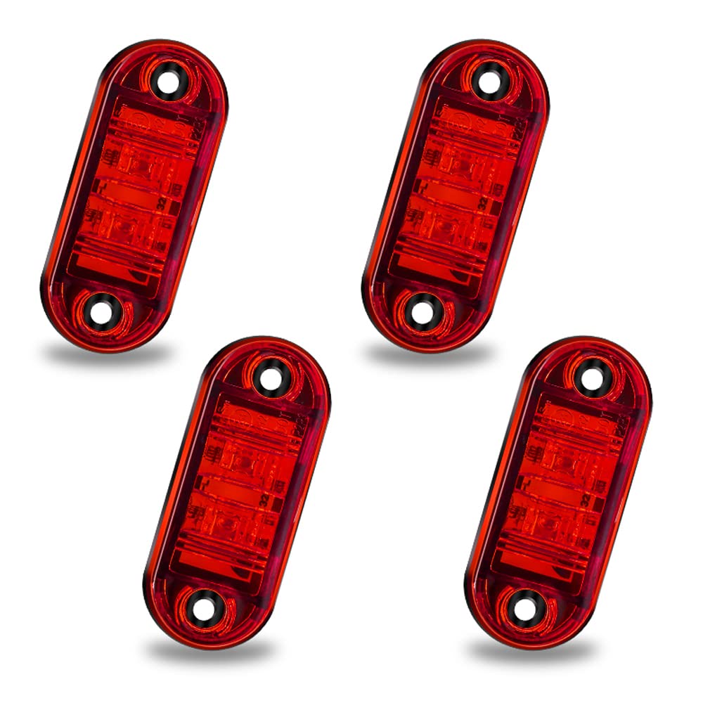 LED Seitenmarkierungsleuchten, YuanGu LED Positions-Seitenleuchten Rot Seitenmarkierungsleuchte Montage 12V / 24V Wasserdicht für PKW LKW Transporter Anhänger LKW PKW Bus 4 Pcs von Biqing