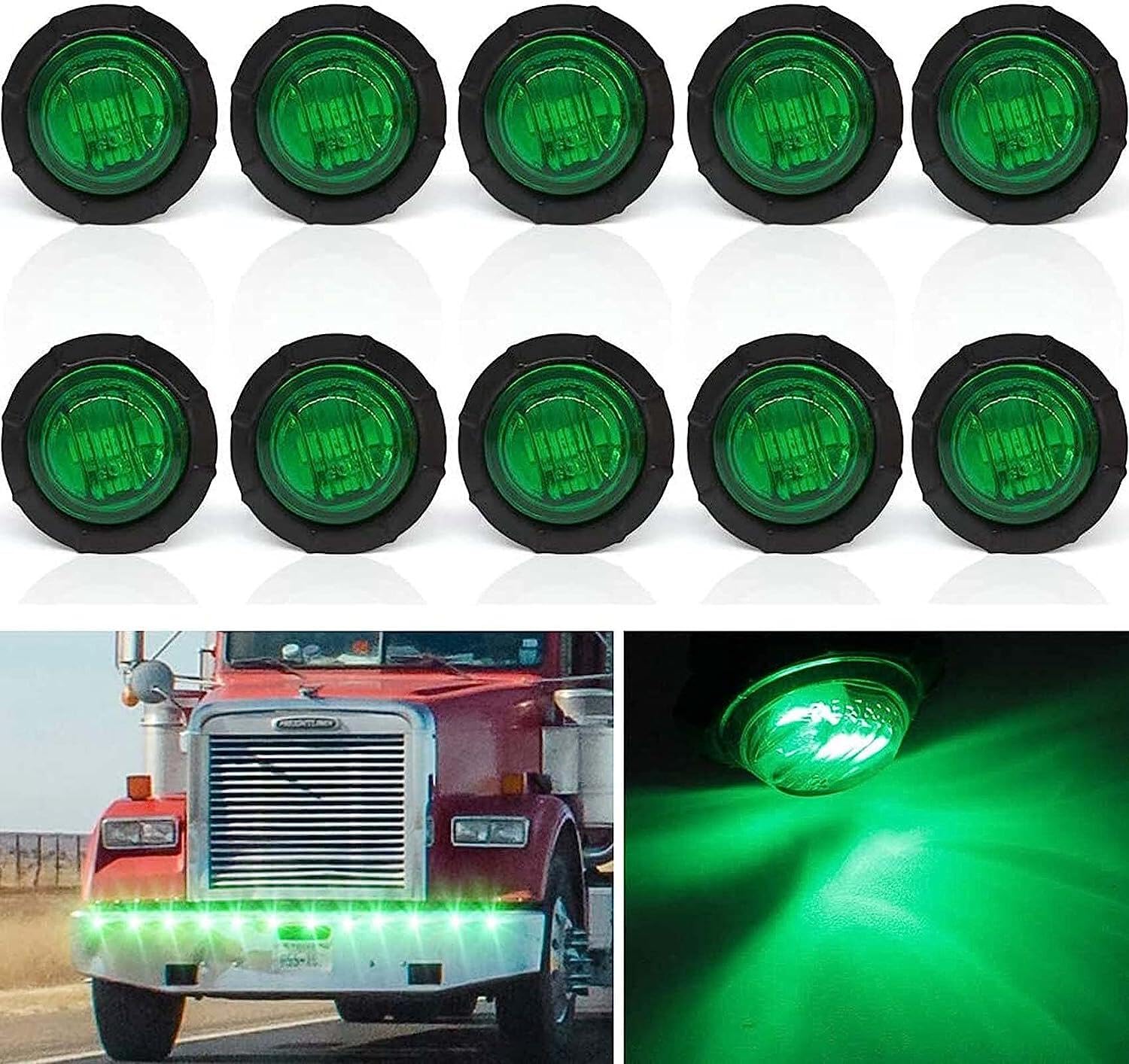 LED Seitenmarkierungsleuchten Positionsanzeigen Grün 24V Wasserdichte LED Seitenlampen für Lkw Anhänger Lkw Kabine Bus Traktor 10 stücke von Biqing