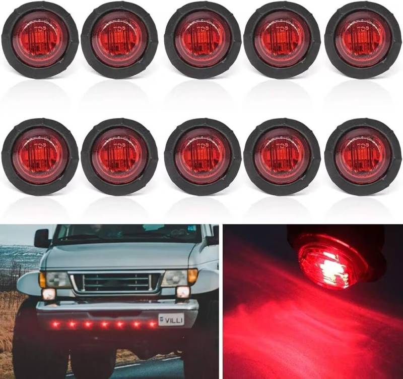 LED Seitenmarkierungsleuchten Positionsanzeigen Rot 24V Wasserdichte LED Seitenlampen für Lkw Anhänger Lkw Kabine Bus Traktor 10 stücke von Biqing