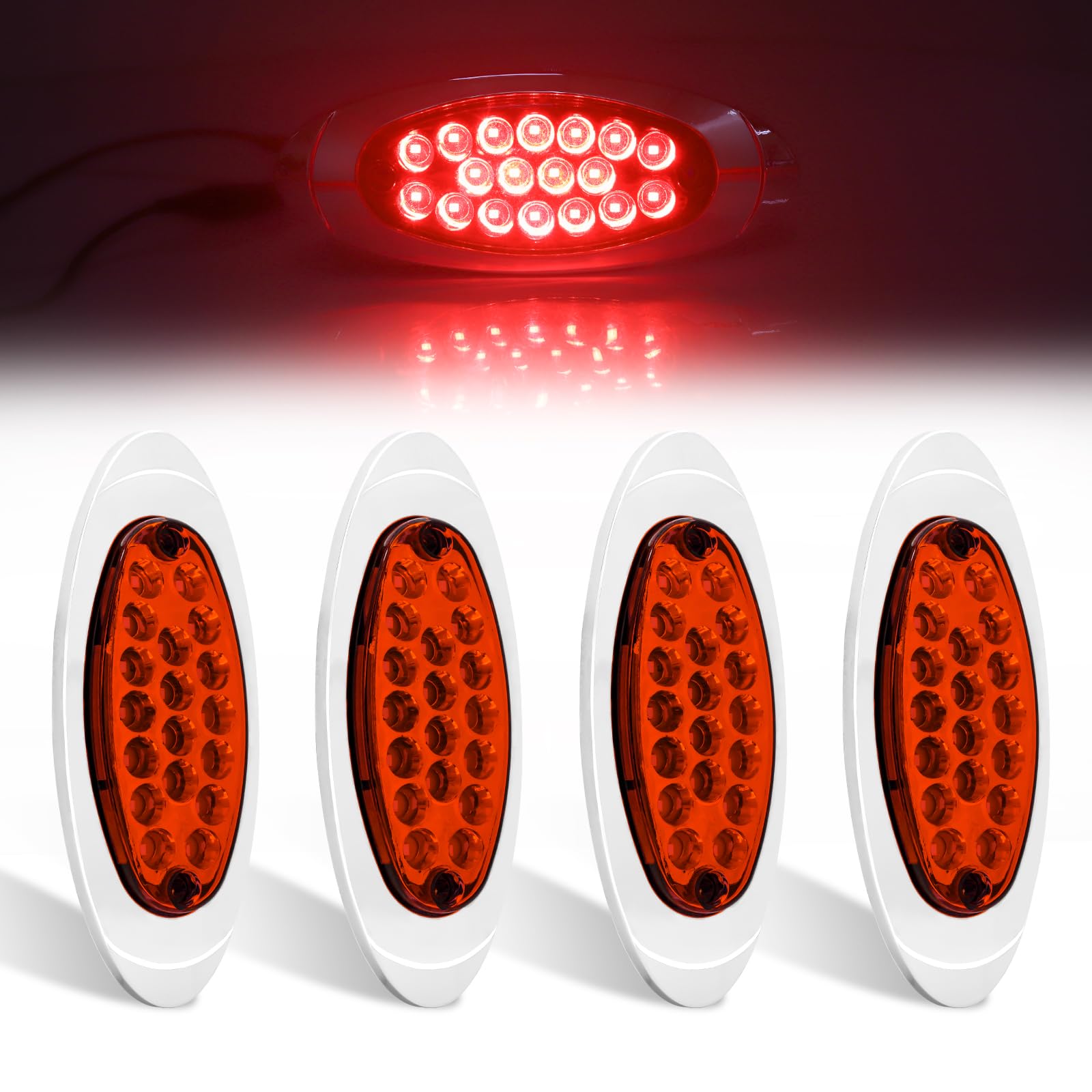 Biqiure Begrenzungsleuchten, LED, 12 V, 24 V, 18 LEDs, Seitenmarkierungsleuchten für Anhänger, Begrenzungsleuchten, Camping, Auto, 2 Modi (rot) von Biqiure