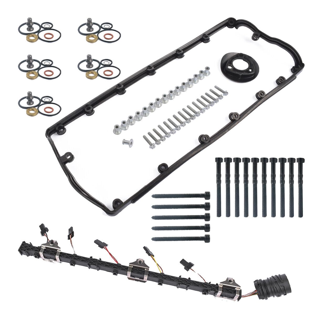 Bisenya Leitungssatz Pumpe Düse & Ventildeckeldichtung Kompatibel mit Tou-areg T5 Mul-tivan 2.5 TDI AXE AXD BAC 070971033 von Bisenya