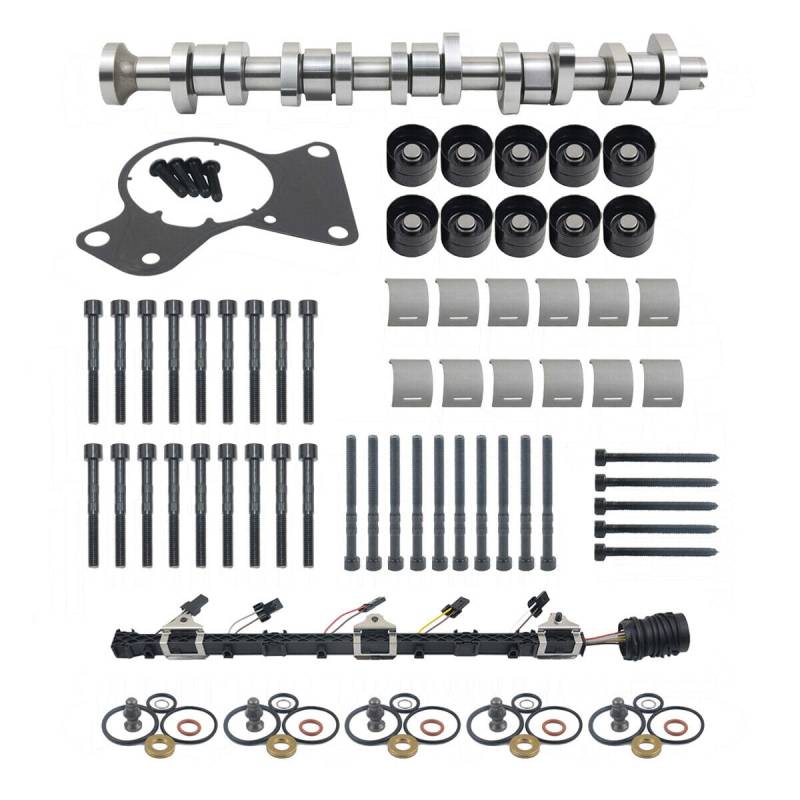 Bisenya Nockenwellensatz mit Hydrostössel, Einspritzdüsen-Kabelbaum und Einspritzdüsen-Dichtungssatz Ersatz für T5 2.5TDI 070109101Q 038 109 309 A von Bisenya
