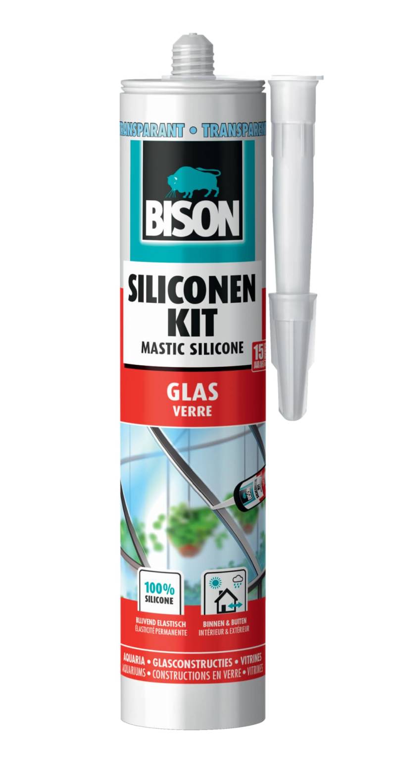 Bison 1820038 Silikonen Kit Glas, Transparent von Bison