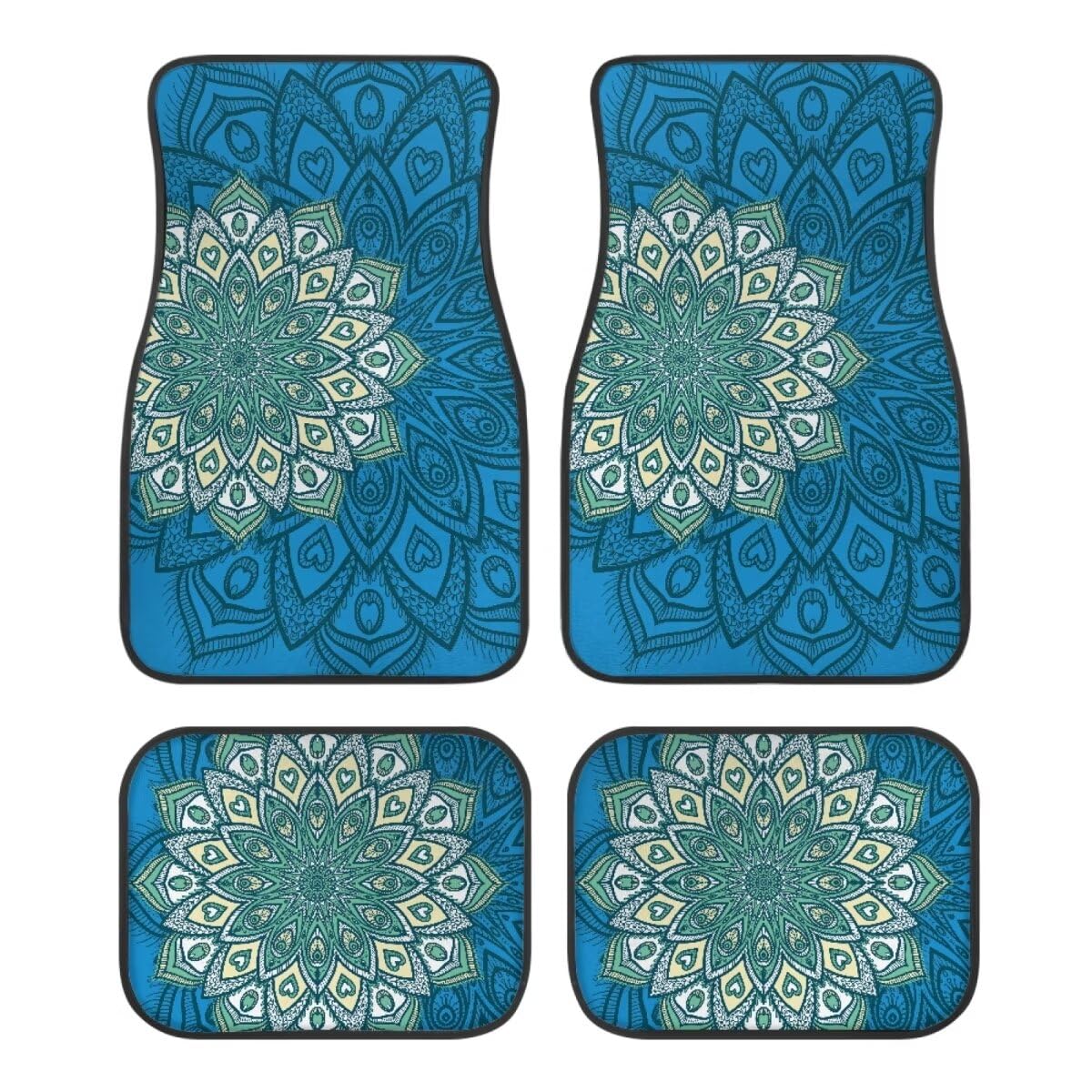 Biyejit Boho Mandala Auto Fußmatten Teppiche Anti-Rutsch Auto Boden Teppich Pad Heavy Duty Vorne Hinten Teppiche Matte Auto Zubehör Universal Fit für Auto SUV Truck Van 4 Stück von Biyejit