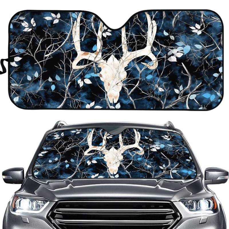 Biyejit Deer Butterfly Auto Windschutzscheibe Sonnenschutz Faltbare Auto Windschutzscheibenabdeckung Auslaufsichere Windschutzscheibenabdeckung UV Ray Reflektor Universal für die meisten Limousinen von Biyejit