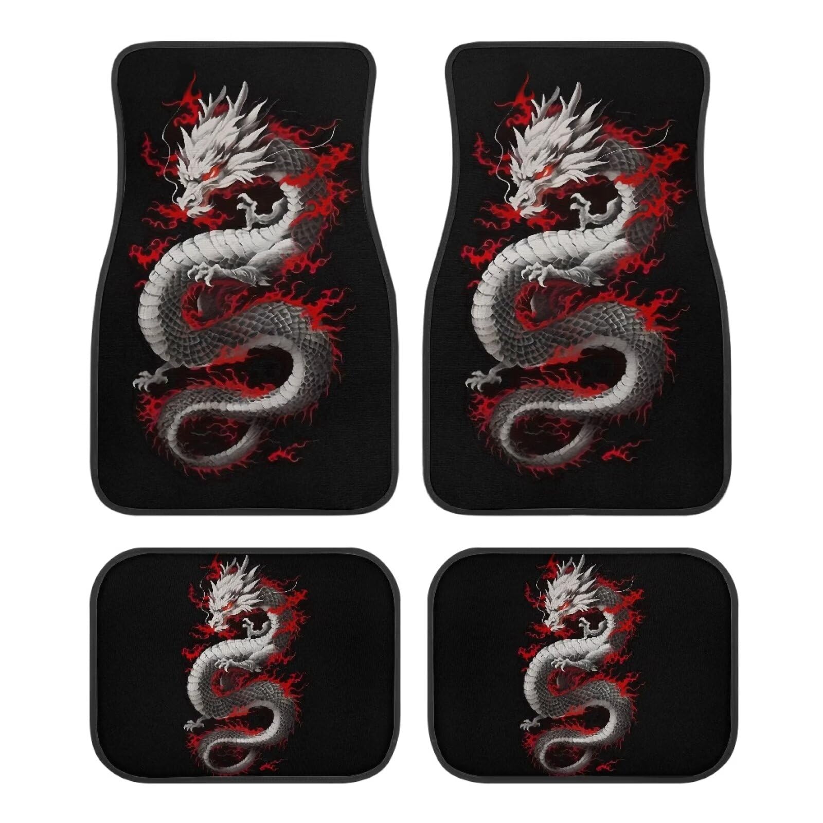 Biyejit Dragon Auto Fußmatten Set Anti-Rutsch Auto Boden Teppich Pad Allwetter Fußmatte Autozubehör Universal Fit für Auto SUV LKW Van 4 Stück von Biyejit