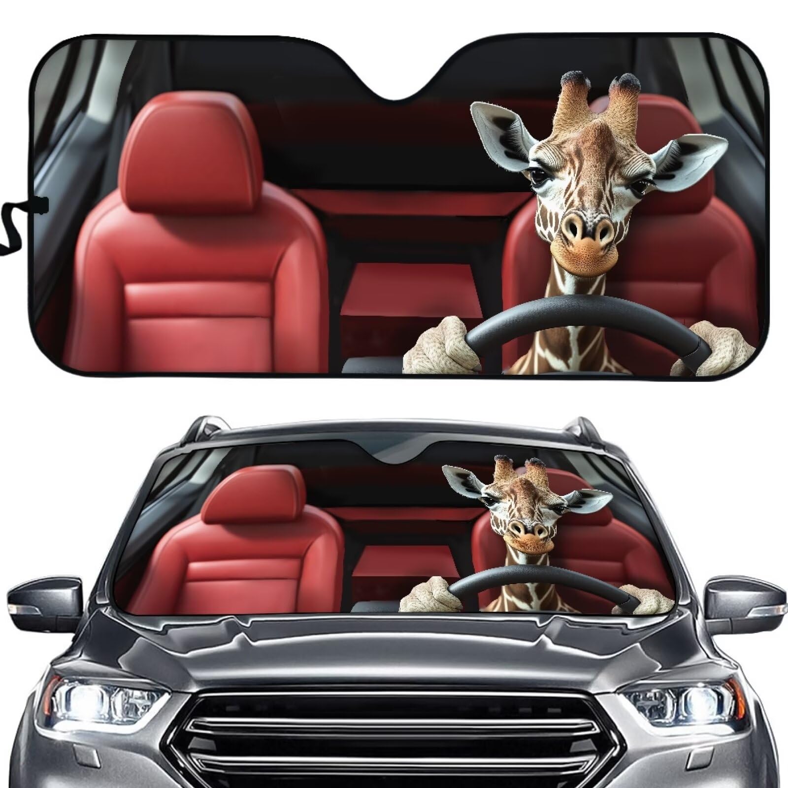 Biyejit Giraffe Auto Windschutzscheibe Sonnenschutz Faltbare Windschutzscheibe Sonnenschutz Sonnenblende Reflektierend Auto Sun Blocker Visor Protector UV Ray Reflektor für Sonnenschutz und von Biyejit