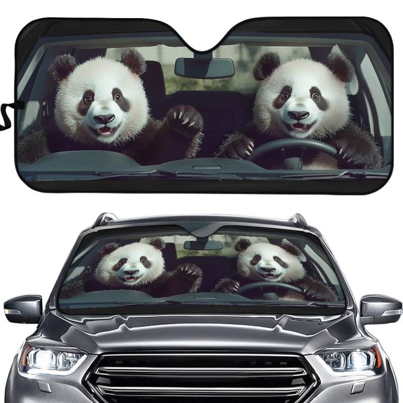 Biyejit Pandas Auto Windschutzscheibe Sonnenschutz Faltbare Windschutzscheibenabdeckungen Frost Interne Auto Visier UV Strahlen Reflektor für Sonnenschutz und Wärmeisolierung Halten das Auto kühl von Biyejit