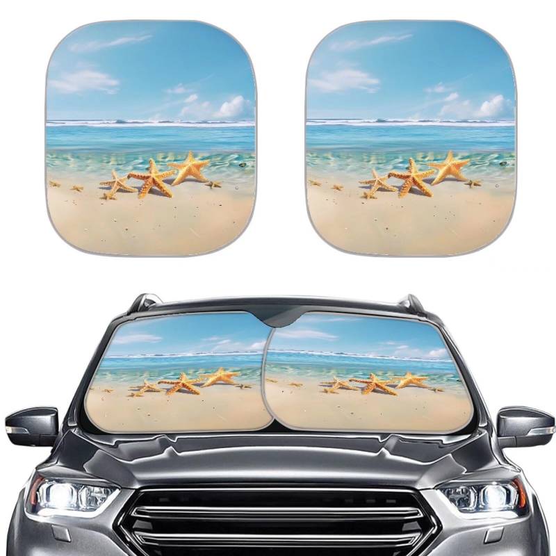 Biyejit Seestern Auto Windschutzscheibe Sonnenschutz Faltbare Windschutzscheibe Sonnenschutz Sonnenblende UV Ray Reflektor Auto Sun Blocker Visor Protector für Sonnenschutz und Wärmeisolierung Halten von Biyejit