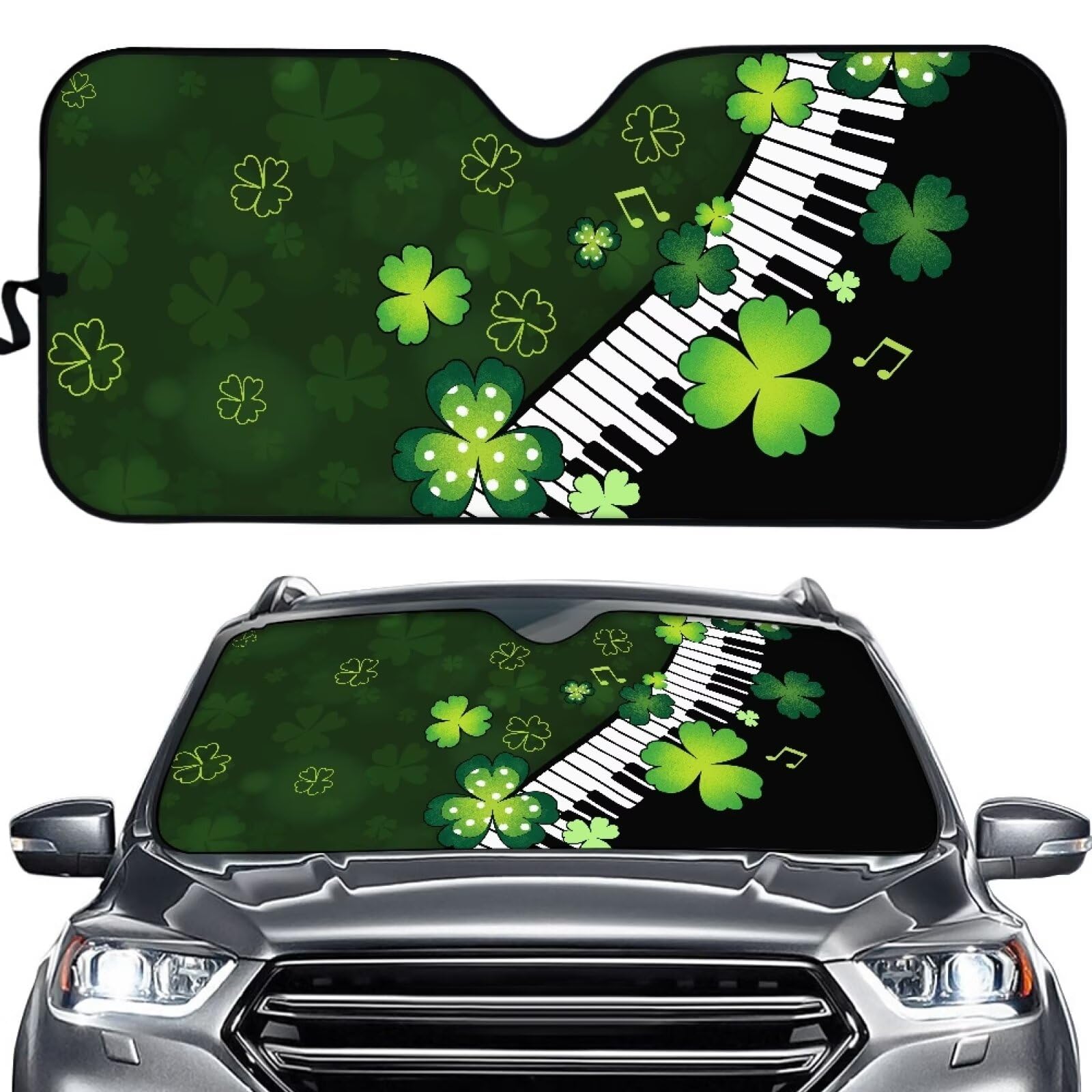 Biyejit St. Patrick's Day Auto Windschutzscheibe Sonnenschutz Faltbare Auto Windschutzscheibe Abdeckung Reflektierende Auto Visier UV Ray Reflektor Universal für die meisten Limousinen SUV LKW Auto von Biyejit