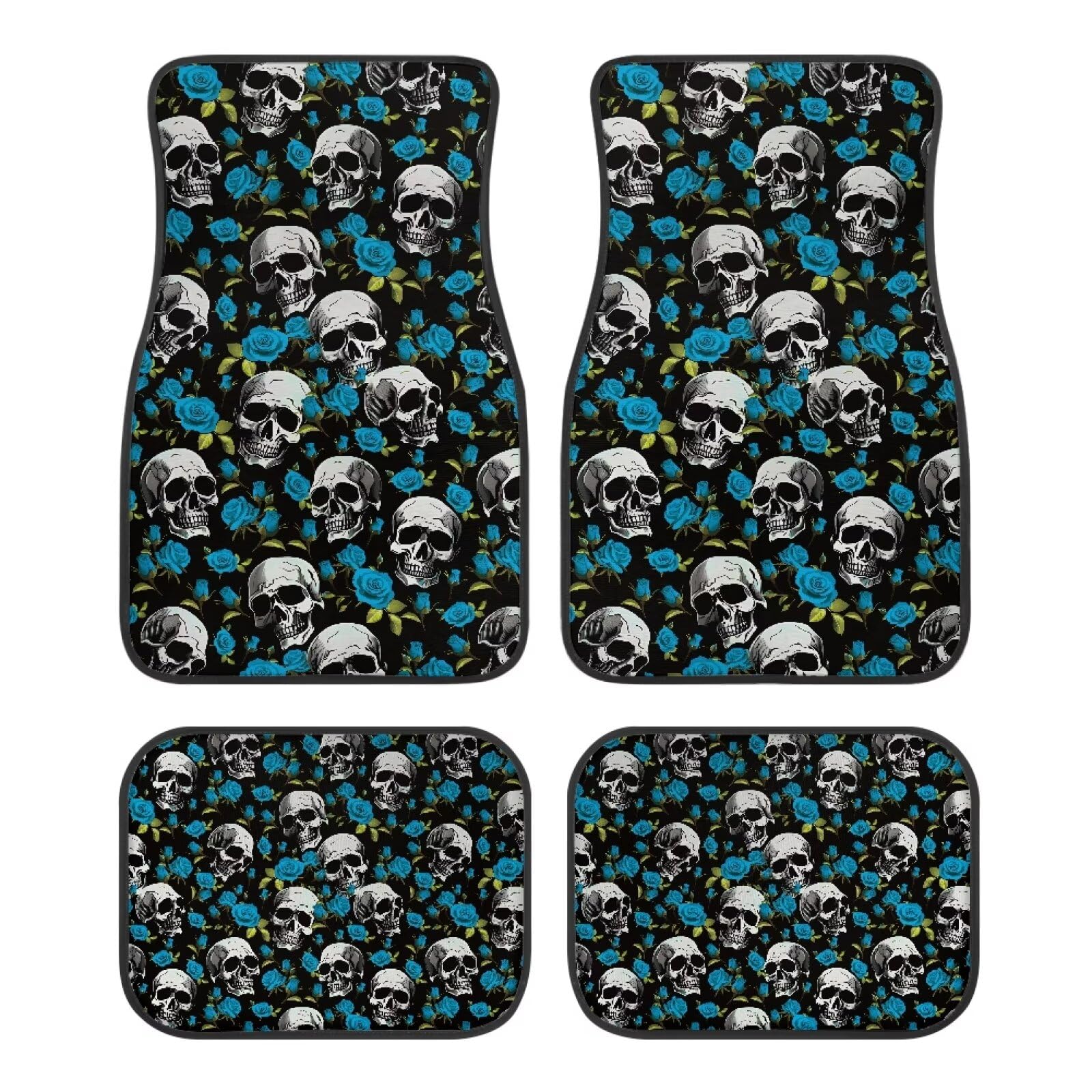 Biyejit Sugar Skull Auto Fußmatten Set Anti-Rutsch Auto Boden Teppich Pad Heavy Duty Fußmatte Auto Zubehör Universal Fit für Auto SUV LKW Van 4 Stück von Biyejit