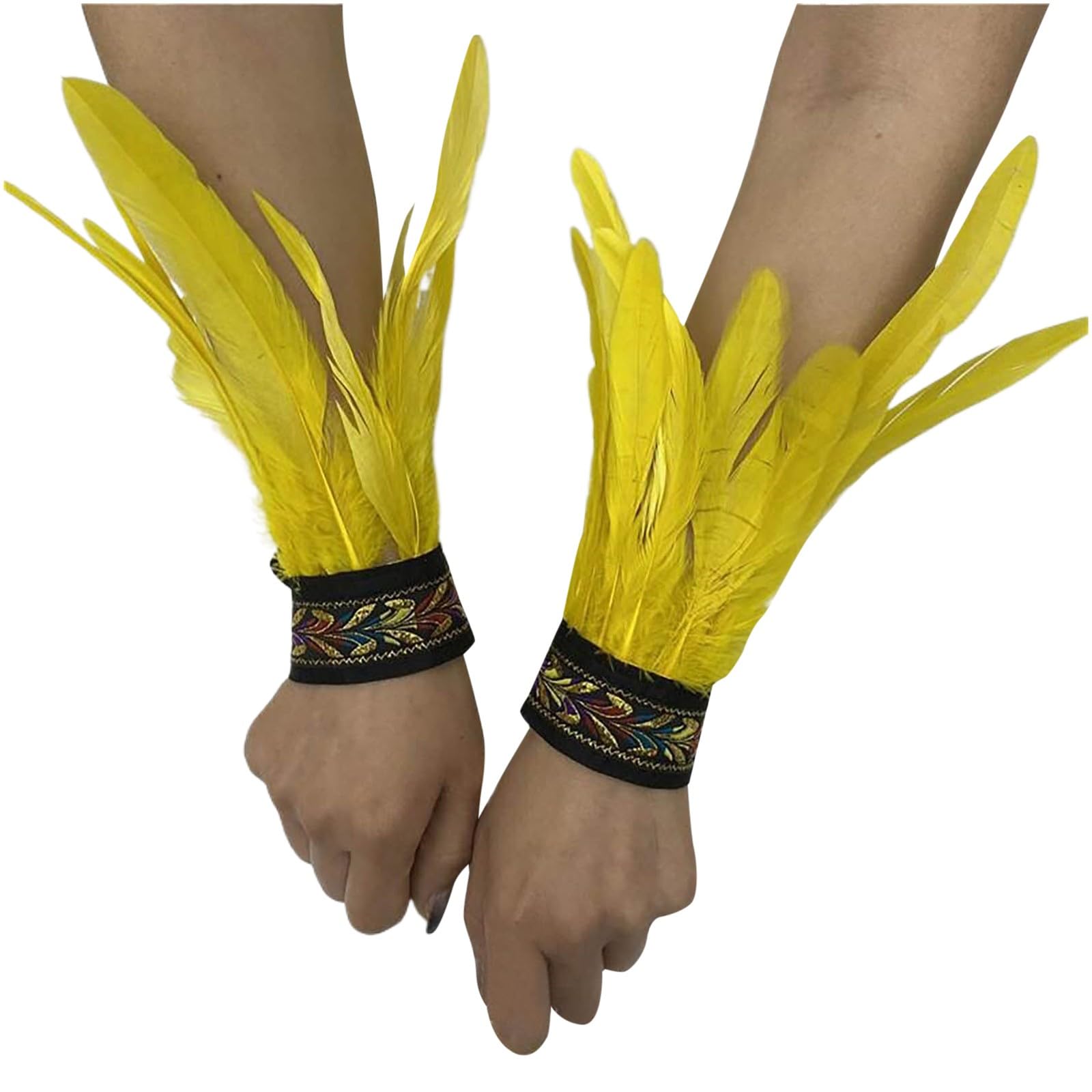 Bkazwe Damen Feder Manschetten Feder Handgelenk Manschetten Manschetten Federn Damen Kostüme Manschetten Spitze Fingerlose Lange Handschuhe Frauen Federarmband Karneval Feather Schmuckstück von Bkazwe