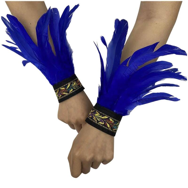 Bkazwe Damen Feder Manschetten Feder Handgelenk Manschetten Manschetten Federn Damen Kostüme Manschetten Spitze Fingerlose Lange Handschuhe Frauen Federarmband Karneval Feather Schmuckstück von Bkazwe