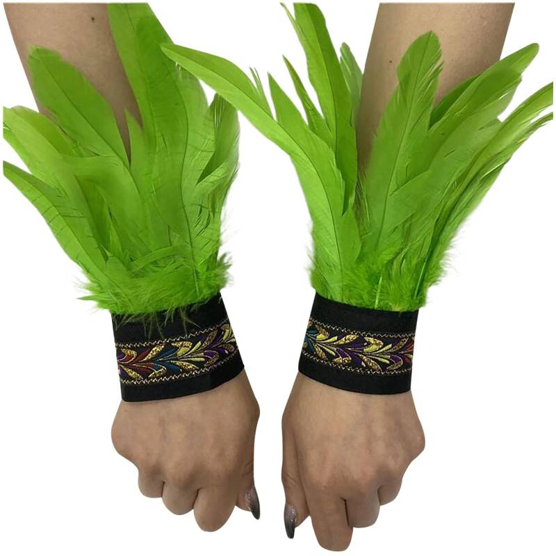 Bkazwe Damen Feder Manschetten Feder Handgelenk Manschetten Manschetten Federn Damen Kostüme Manschetten Spitze Fingerlose Lange Handschuhe Frauen Federarmband Karneval Feather Schmuckstück von Bkazwe