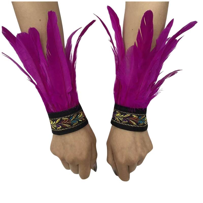 Bkazwe Damen Feder Manschetten Feder Handgelenk Manschetten Manschetten Federn Damen Kostüme Manschetten Spitze Fingerlose Lange Handschuhe Frauen Federarmband Karneval Feather Schmuckstück von Bkazwe