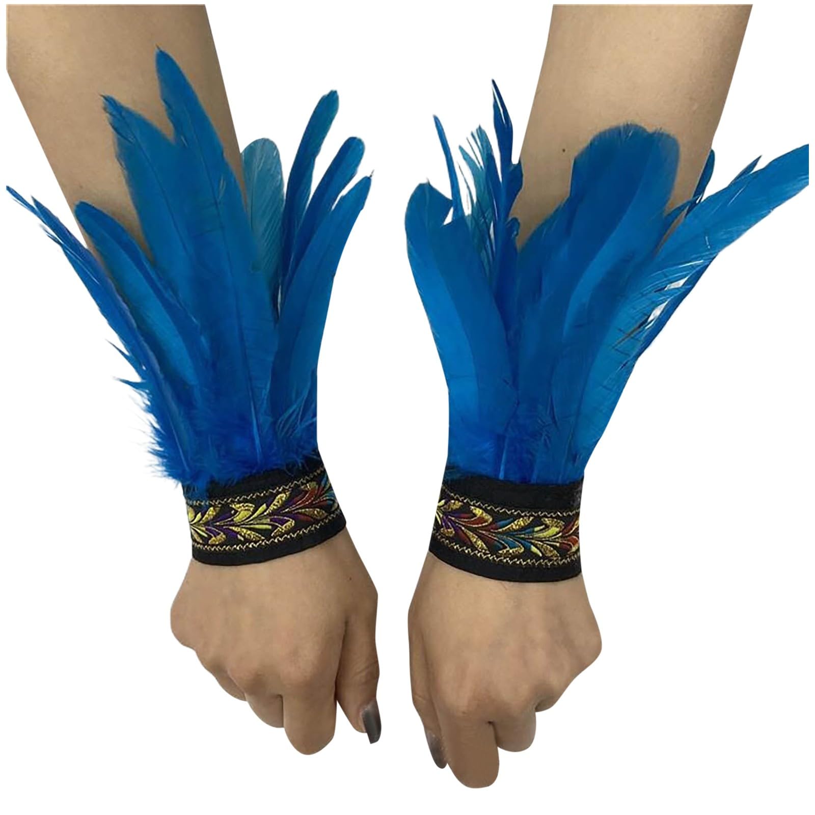 Bkazwe Damen Feder Manschetten Feder Handgelenk Manschetten Manschetten Federn Damen Kostüme Manschetten Spitze Fingerlose Lange Handschuhe Frauen Federarmband Karneval Feather Schmuckstück von Bkazwe