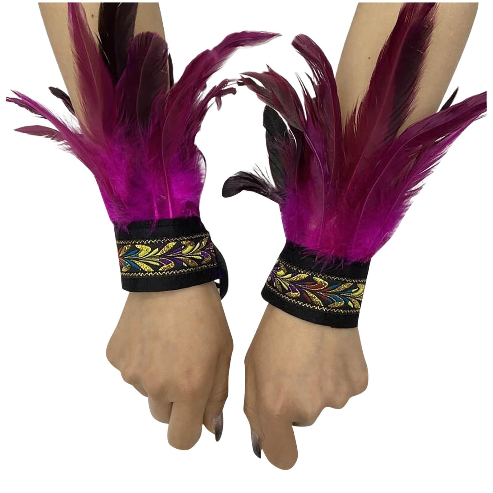 Bkazwe Damen Feder Manschetten Feder Handgelenk Manschetten Manschetten Federn Damen Kostüme Manschetten Spitze Fingerlose Lange Handschuhe Frauen Federarmband Karneval Feather Schmuckstück von Bkazwe