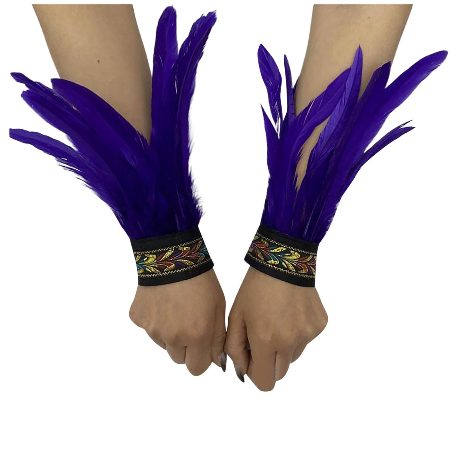 Bkazwe Damen Feder Manschetten Feder Handgelenk Manschetten Manschetten Federn Damen Kostüme Manschetten Spitze Fingerlose Lange Handschuhe Frauen Federarmband Karneval Feather Schmuckstück von Bkazwe