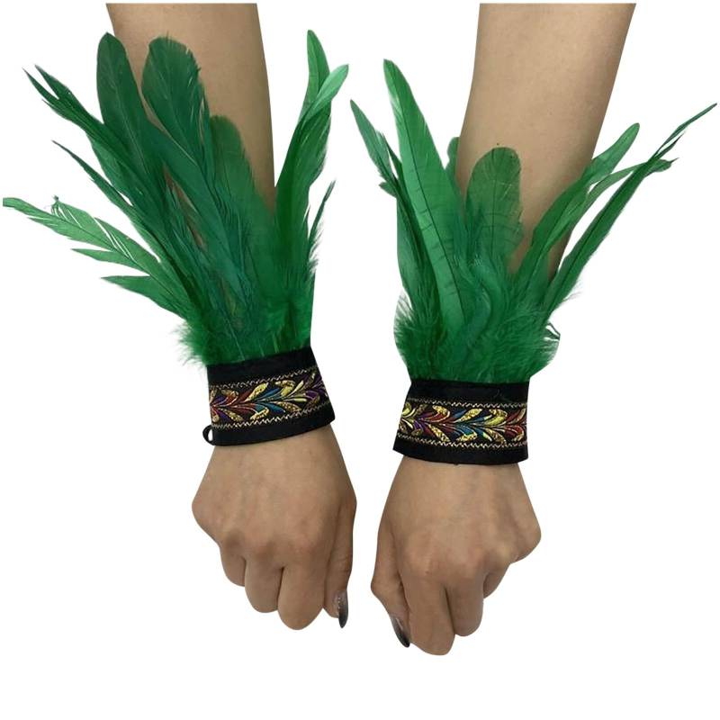 Bkazwe Damen Feder Manschetten Feder Handgelenk Manschetten Manschetten Federn Damen Kostüme Manschetten Spitze Fingerlose Lange Handschuhe Frauen Federarmband Karneval Feather Schmuckstück von Bkazwe