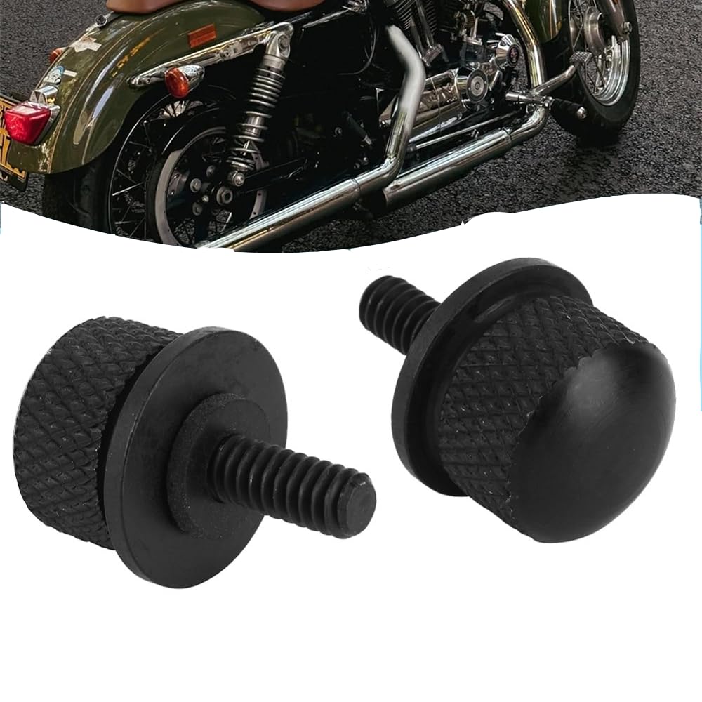 Bkemkri 2 Stück Motorrad Sitzschrauben Set, Sitz Schraube Aluminium Billet-Chrom Motorrad Sitz, Aluminium Billet Chrom Ersatzschrauben für Harley Davidson Modelle (1/4"-20 Gewinde, Schwarze) von Bkemkri