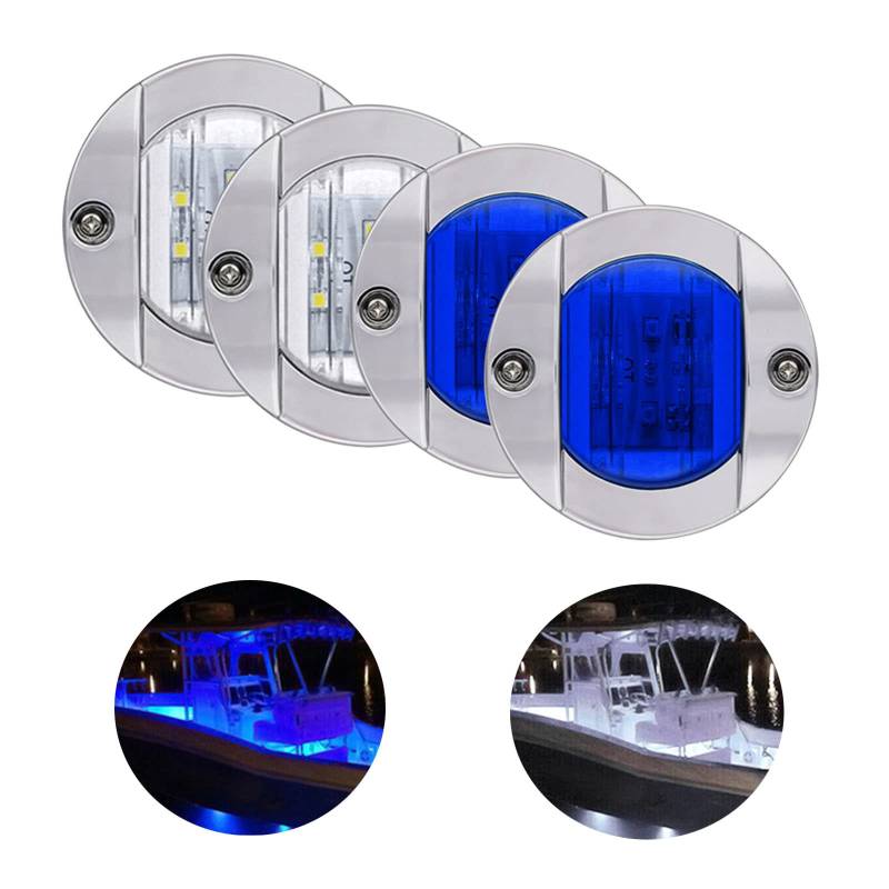 Bkinsety 4 pezzi 12V Wasserdicht Boot Licht LED Navigationslicht Hecklicht Ankerlicht für Boot Marine Yacht (Blau+Weiß) von Bkinsety