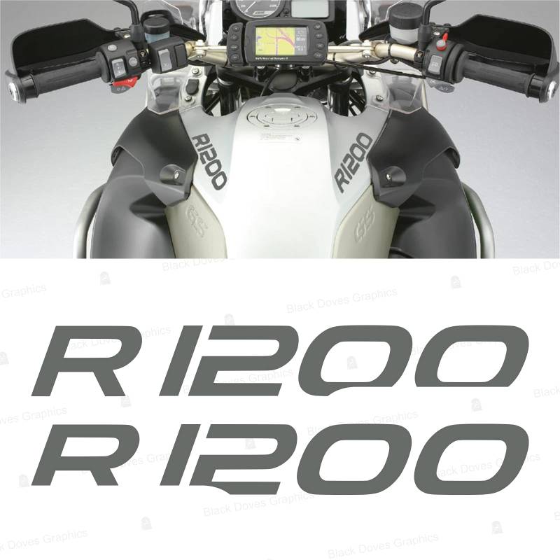 2X R1200 for BMW Motorrad R 1200 GS ADESIVI PEGATINA Stickers AUTOCOLLANT Aufkleber VINIL Motorcycle r1200gs (Grey) von Black Doves Graphics