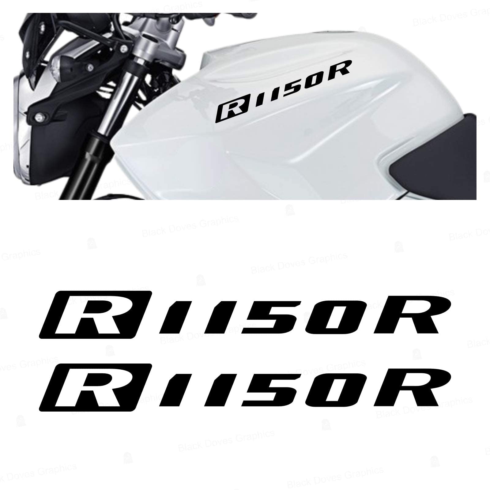 2pcs R1150R BMW Motorrad R 1150 R ADESIVI PEGATINA STICKERS R1150 R AUTOCOLLANT AUFKLEBER VINIL Motorcycle SERBATOIO (Black) von Black Doves Graphics