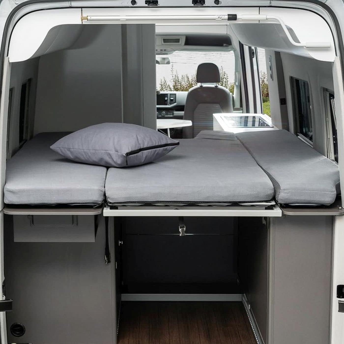 Black Forest Fox Wohnmobil Schonbezug Hochbett Faltbett für VW T5 T6 T6.1 Beach Ocean Gran California 600 680 Mercedes Benz Marco Polo (Grau. Gran California 680 3 TLG. Heckbett) von Black Forest Fox