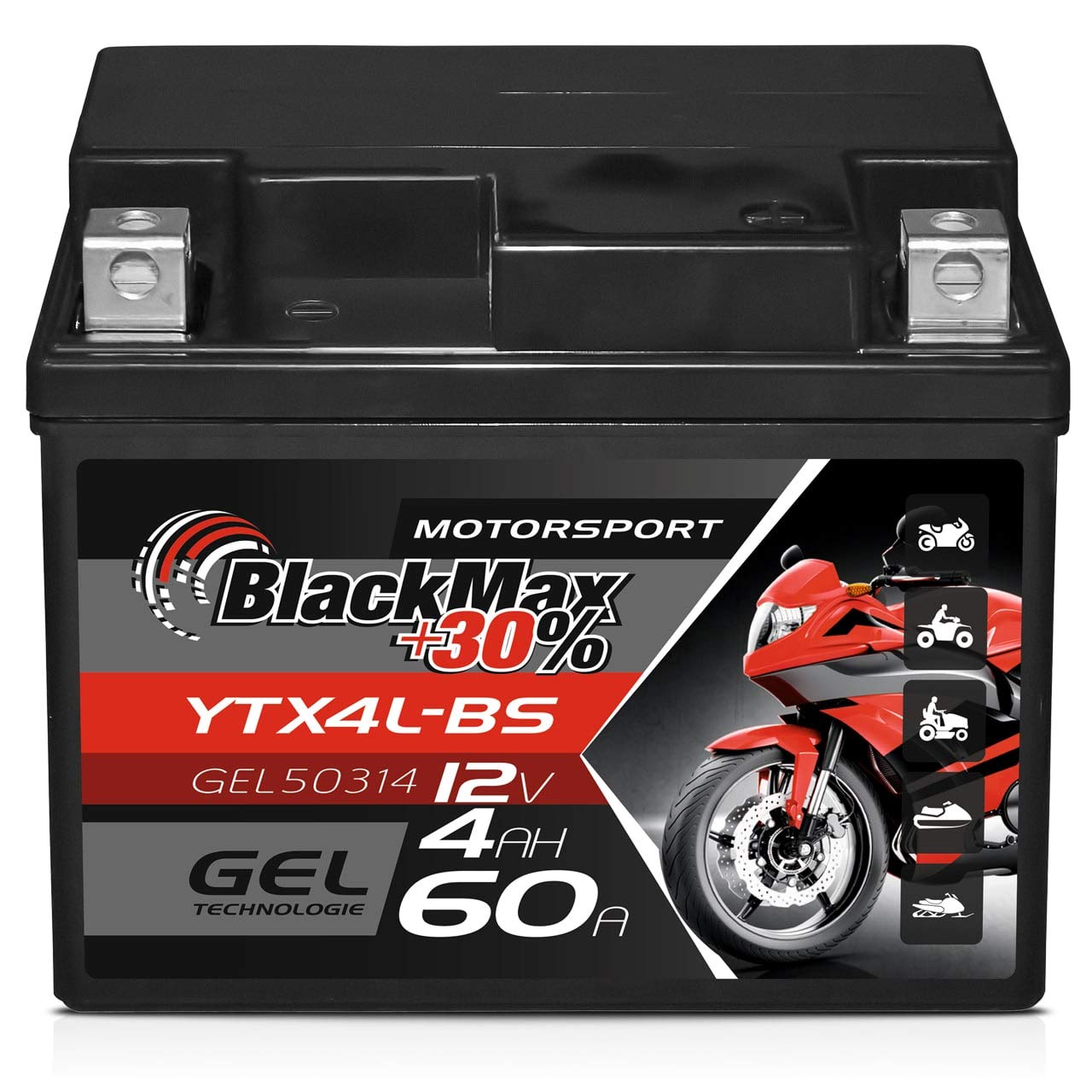 BlackMax +30% Motorsport 51411 GEL 12V 14Ah 230A/EN