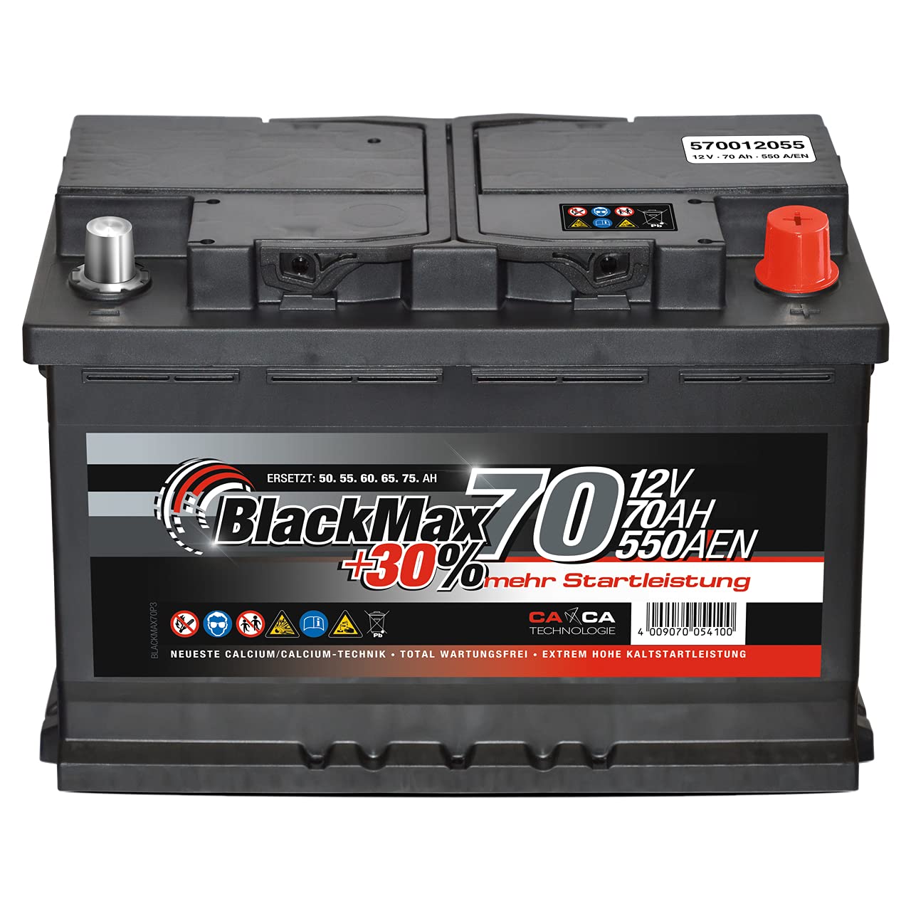 PKW Batterie Autobatterie 12V 70Ah 550A/EN BlackMax Starterbatterie KFZ statt 70Ah 72Ah 75Ah von BlackMax