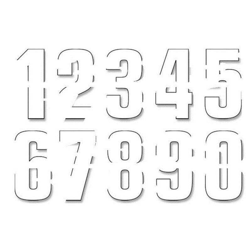 NUMBERS #0-9 16X7CM WH von Blackbird Racing