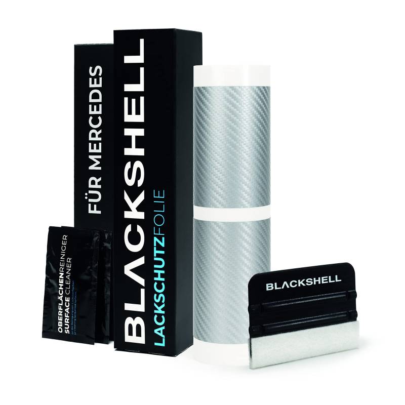 Blackshell® Lackschutzfolie passend für Mercedes B-Klasse | Typ W245/T245 | Bj. 2005-2012 Carbon Silber - passgenaue Einstiegsleistenschutz Folie inkl. Set für Folierung von Blackshell