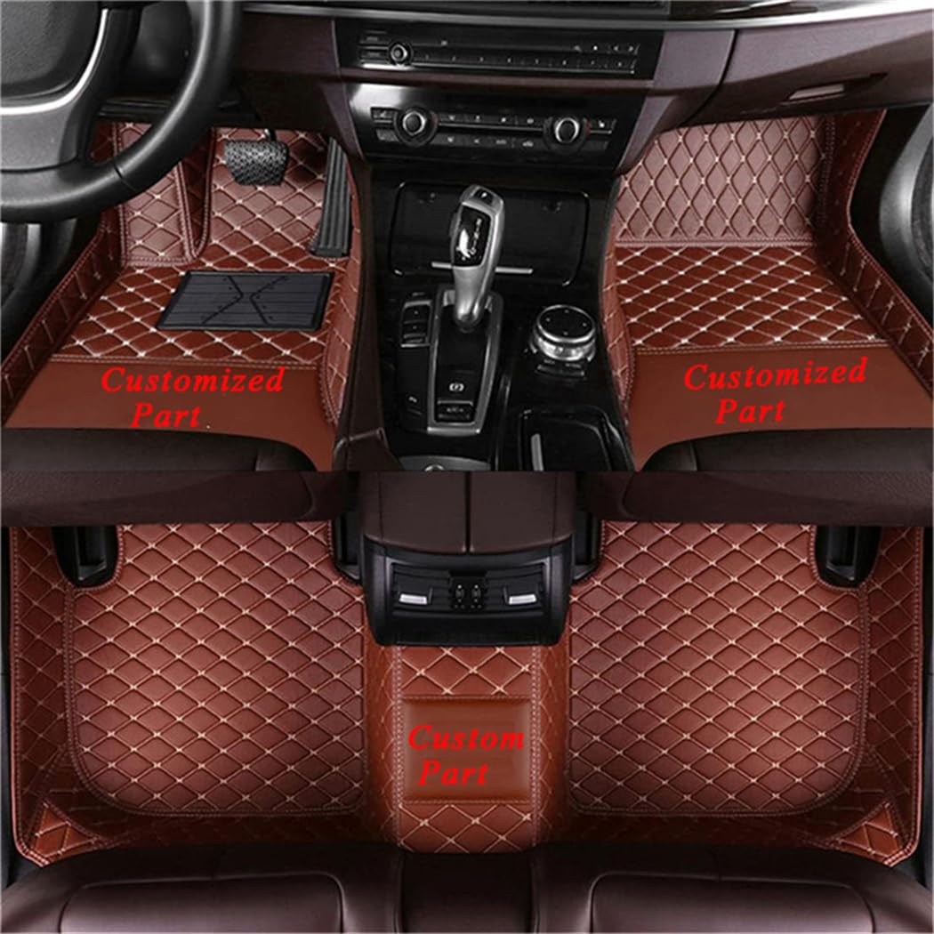 Anpassen Fußmatten für BMW 1/2/3/4/5 Series X1 X2 X3 X4 X5 X6 PU-Leder Auto Fussmatten Set Allwetter wasserdichte rutschfeste Teppich（Braun） von Blackwheel