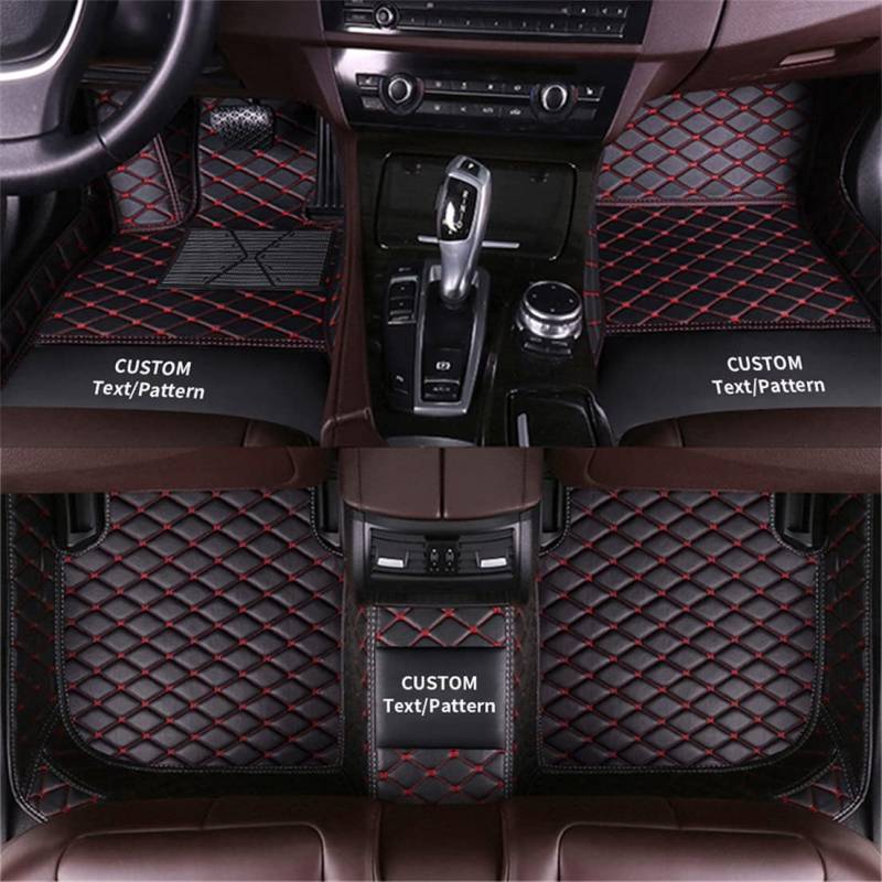 Anpassen Fußmatten für BMW 1/2/3/4/5 Series X1 X2 X3 X4 X5 X6 PU-Leder Auto Fussmatten Set Allwetter wasserdichte rutschfeste Teppich（Schwarz Rot） von Blackwheel